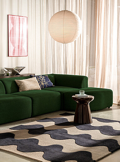 Marimekko: Le tapis pure laine Lokki Voir nos formats offerts Noir &agrave; motifs