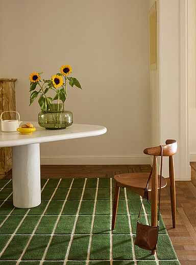 Marimekko: Le tapis pure laine Tiiliskivi Voir nos formats offerts Vert &agrave; motifs