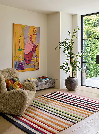 Le tapis artisanal rayures multicolores Calla Voir nos formats offerts