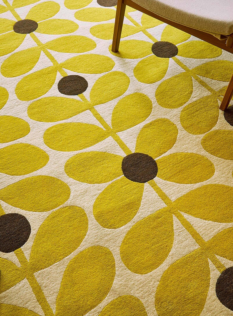 Sixties stem yellow wool rug See available sizes product image 2