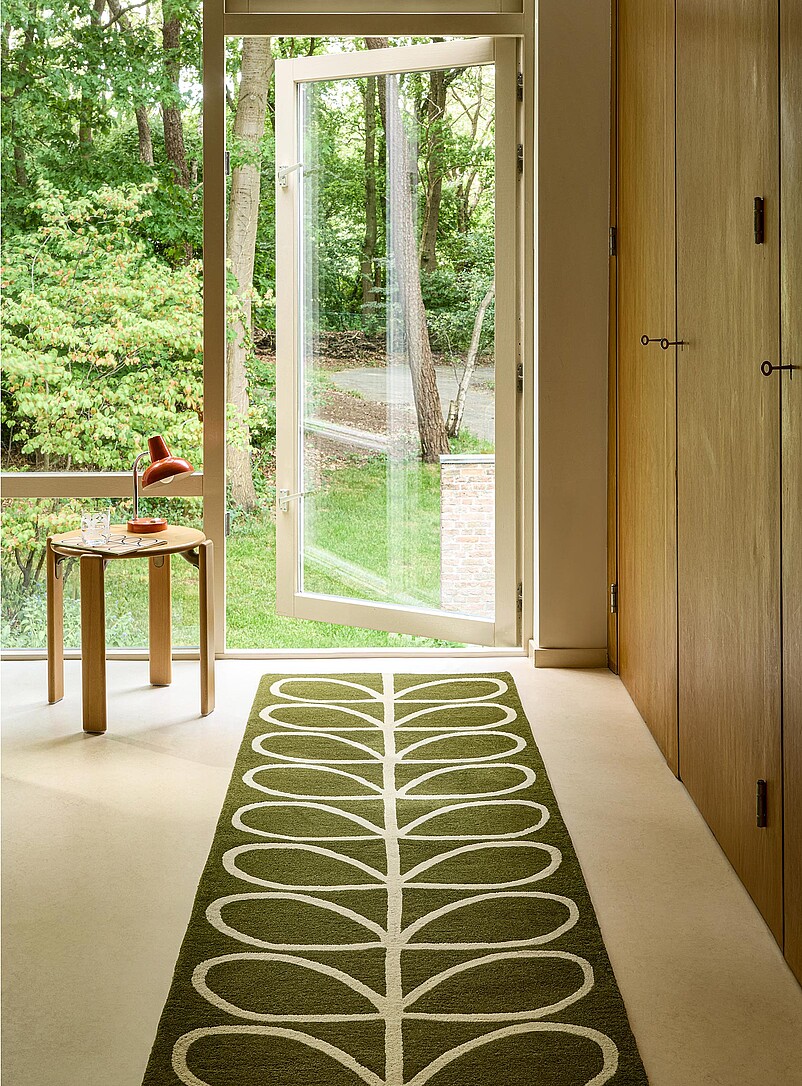 Linear stem olive hallway wool rug See available sizes product image (primary)
