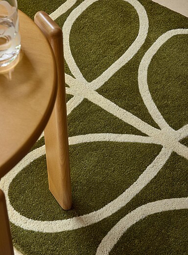Le tapis de couloir pure laine tige lin&eacute;aire vert olive Voir nos formats offerts