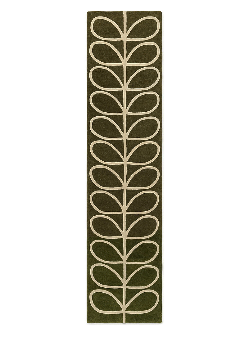 Linear stem olive hallway wool rug See available sizes product image 3