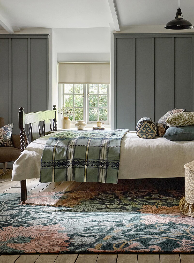 Honeysuckle & tulip teal wool rug See available sizes product image (primary)
