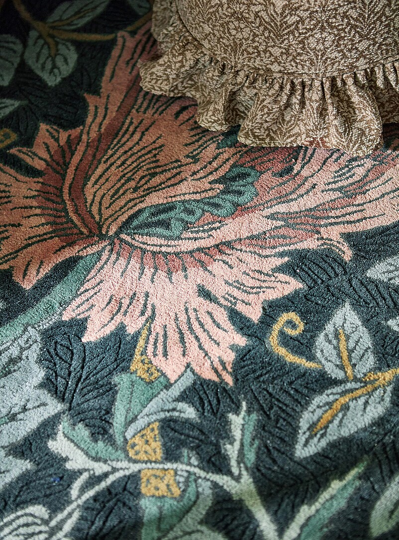 Honeysuckle & tulip teal wool rug See available sizes product image 3