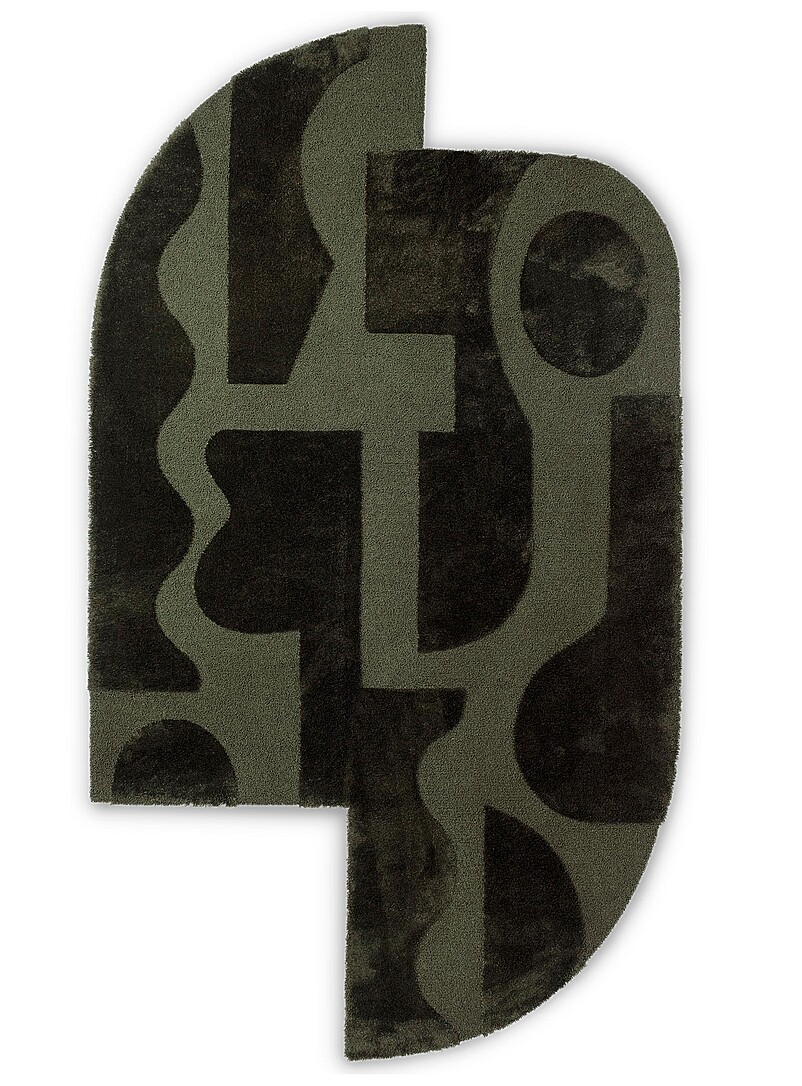 Mural Form forest green wool rug See available sizes product image 3