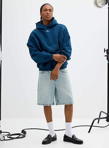 PAPI: Le kangourou molleton lourd logo brod&eacute; <b>Coupe ample</b> Bleu pour homme