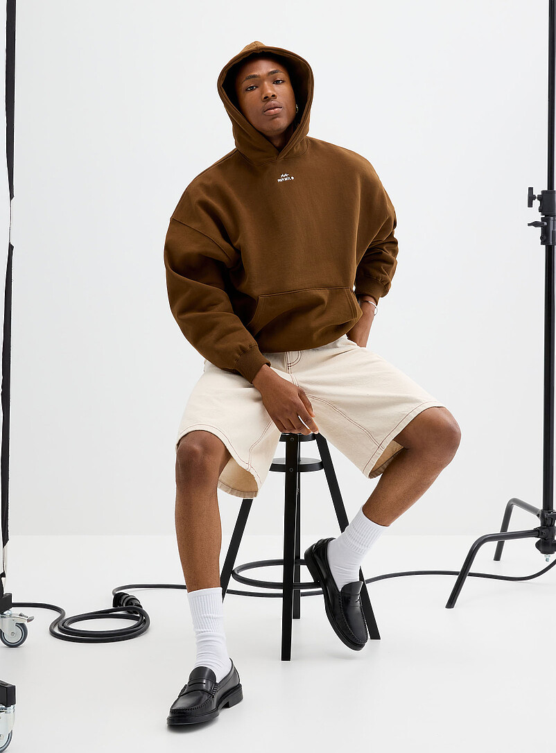 Embroidered logo oversized hoodie product image (primary)
