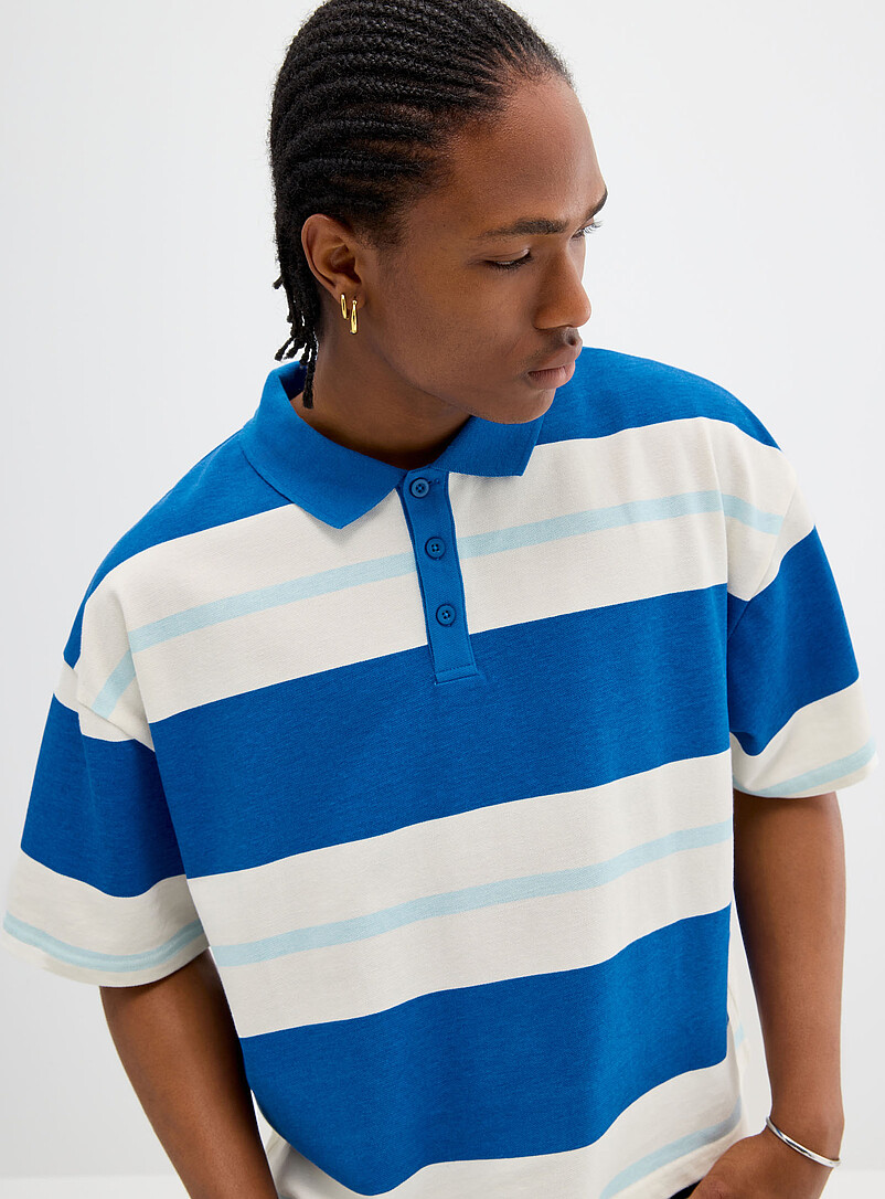 Striped oversized cropped polo Oversized fit product image 2