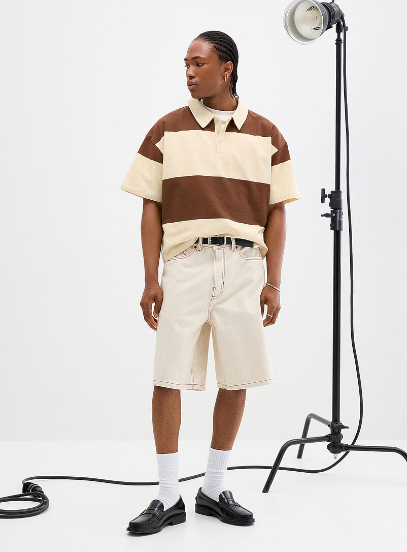 Striped Oversized Cropped Polo Oversized Fit