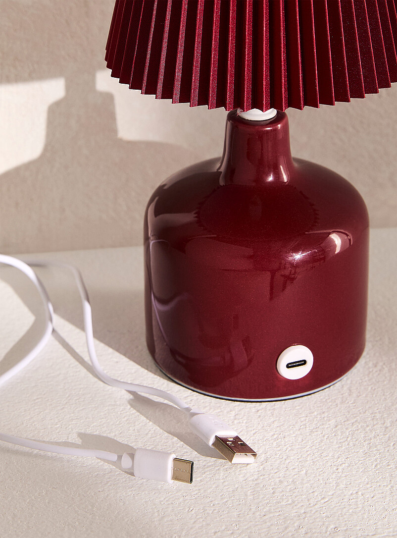 Simons Maison: La lampe de table tactile rechargeable abat-jour pliss&eacute; Blanc cass&eacute;