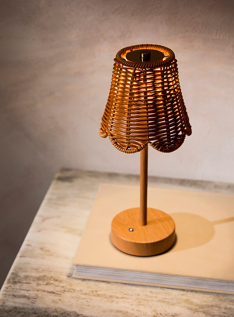 Rattan effect rechargeable touch table lamp product image 2