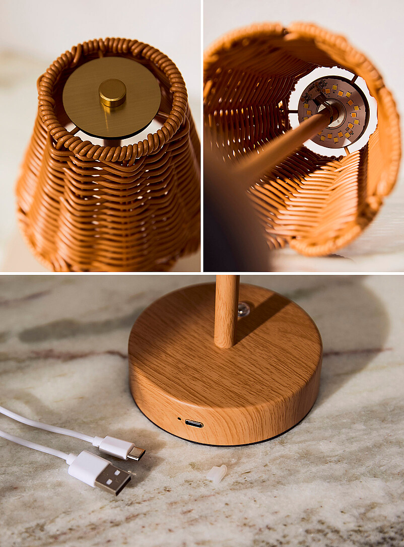 Rattan effect rechargeable touch table lamp product image 3