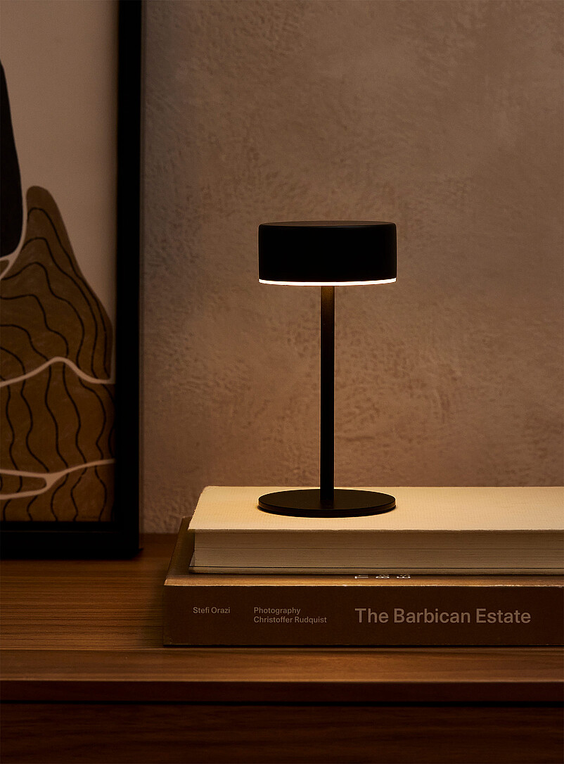 Small rechargeable cylindrical touch table lamp product image (primary)