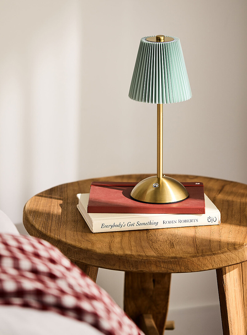 Rechargeable Touch Lamp With Pleated Shade