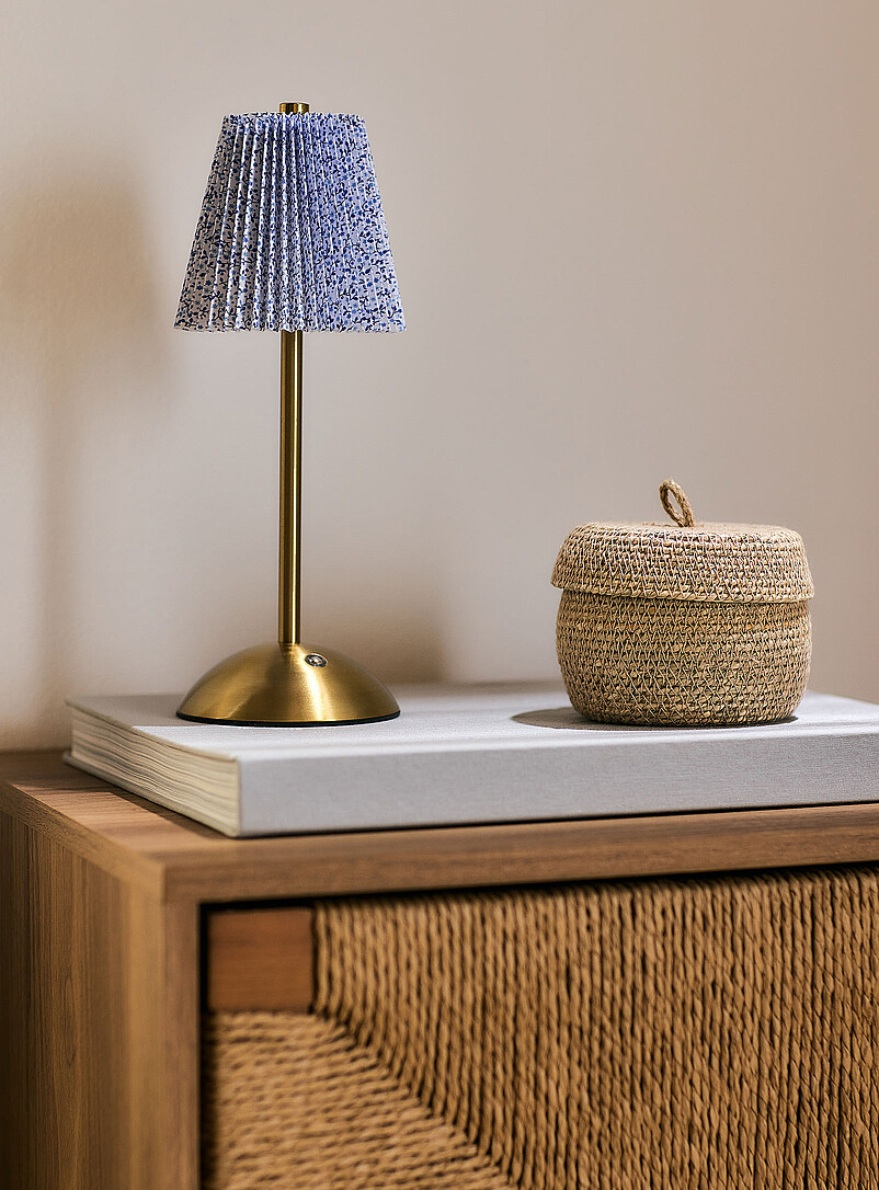 Rechargeable touch lamp with pleated floral shade product image (primary)