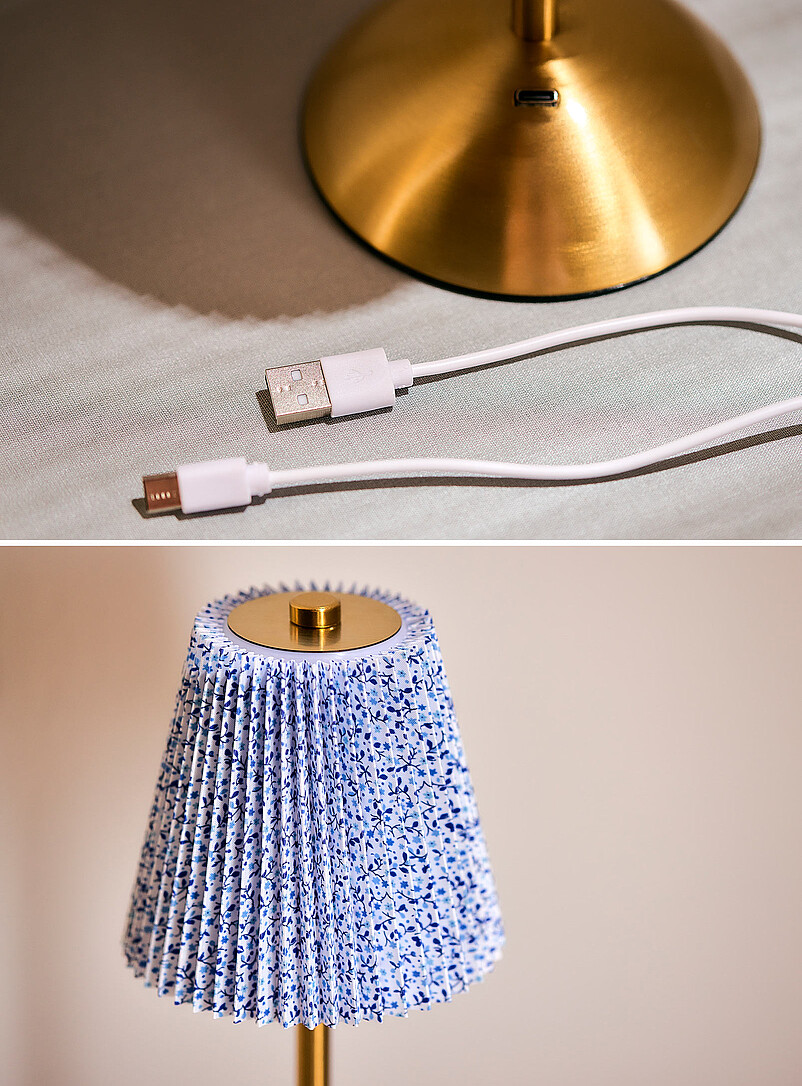 Rechargeable touch lamp with pleated floral shade product image 3