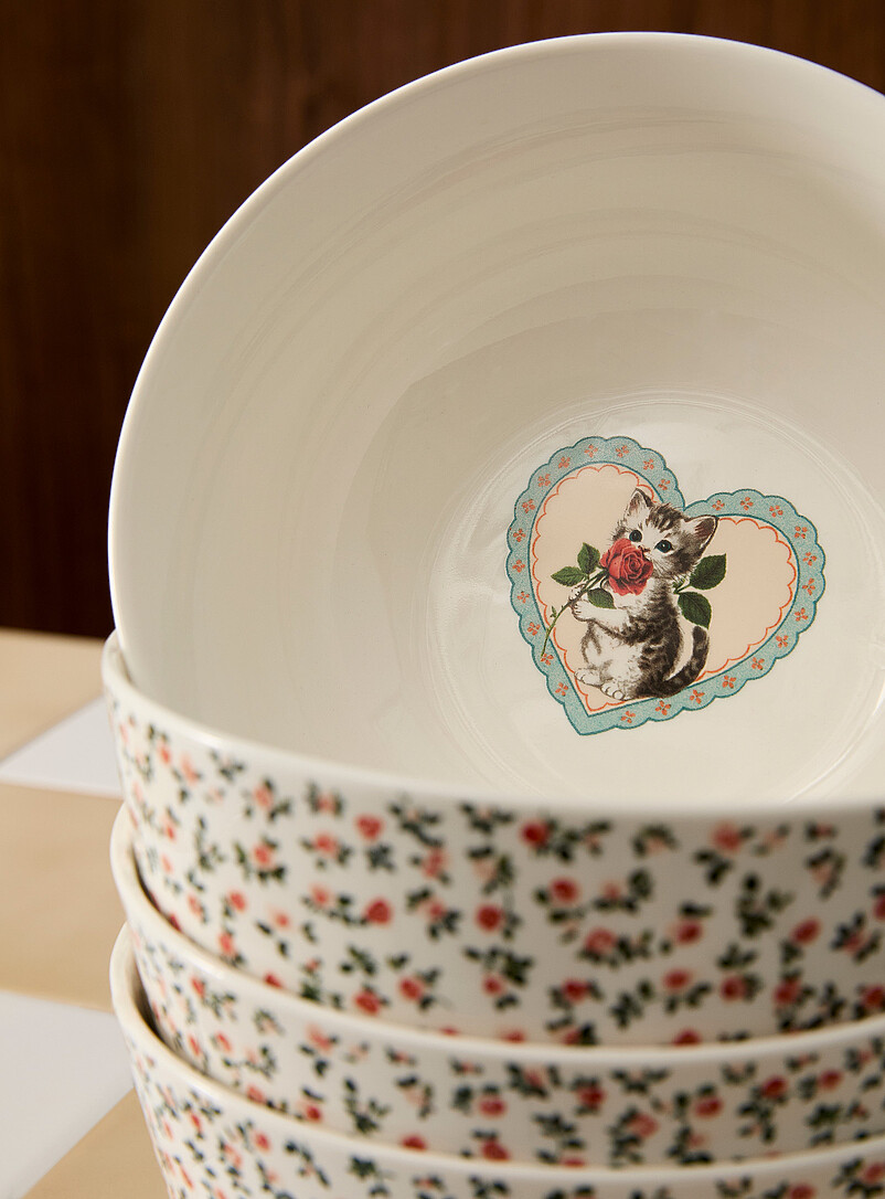 Simons Maison Off White Large retro cat heart bowl