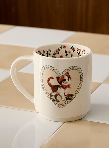 La tasse c&oelig;urs chats r&eacute;tro