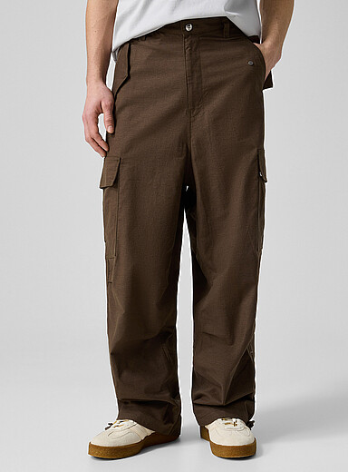 Rhude: Le cargo parachute en lin Vert fonc&eacute; - Mousse pour homme