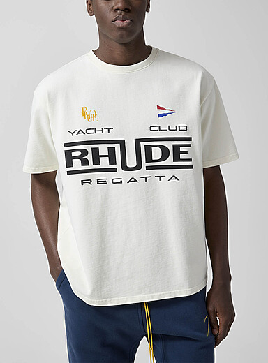 Rhude Ivory  Regatta Club print T-shirt for men