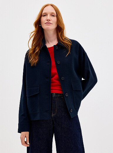 Flap pockets tweed overshirt
