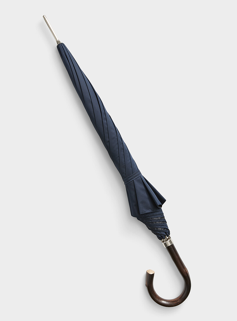 Pasotti: Le parapluie artisanal microdamier Bleu marine - Bleu nuit pour homme
