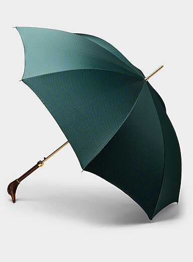 Le parapluie pied-de-poule poign&eacute;e canard