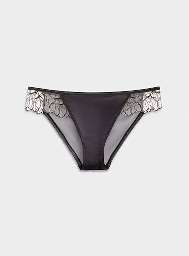 Fern Luxury embroidered tulle and satin bikini panty Nylon and polyester