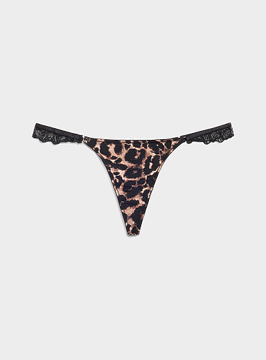 Nina leopard-print thong Nylon, recycled nylon, and polyester