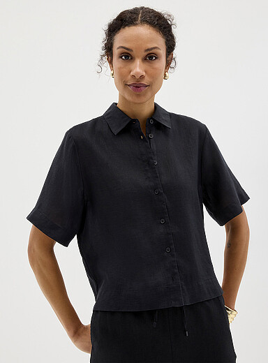 Pure linen boxy-fit shirt
