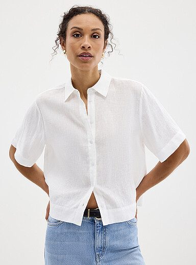 Pure linen boxy-fit shirt
