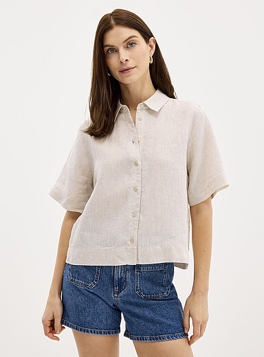 Pure linen boxy-fit shirt