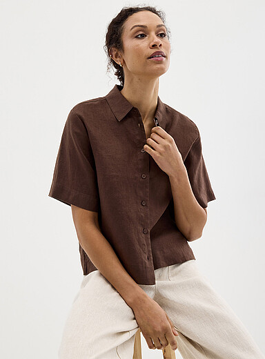 Pure linen boxy-fit shirt