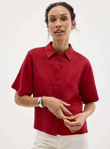 Pure linen boxy-fit shirt
