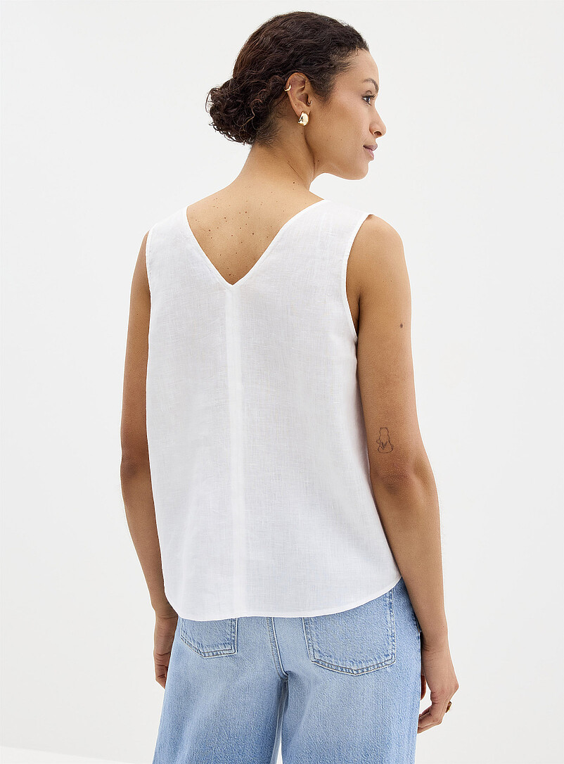 Contemporaine: La camisole col V pur lin Pourpre pour femme