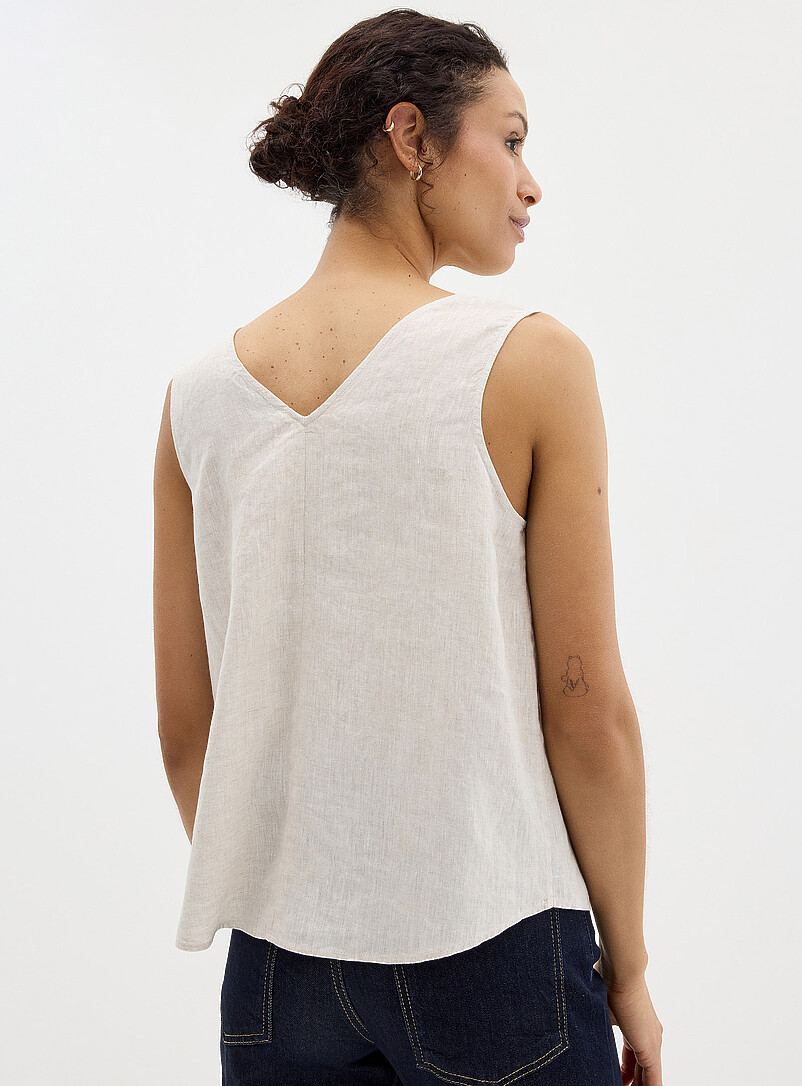 Contemporaine: La camisole col V pur lin Pourpre pour femme