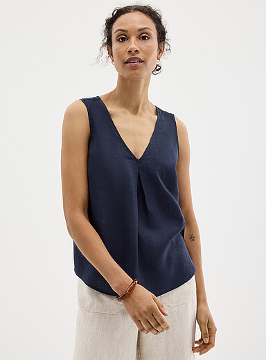 La camisole col V pur lin