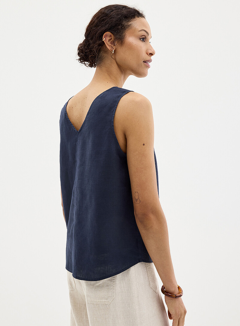 Contemporaine Ecru/Linen Pure linen V-neck cami for women