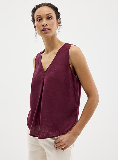 La camisole col V pur lin