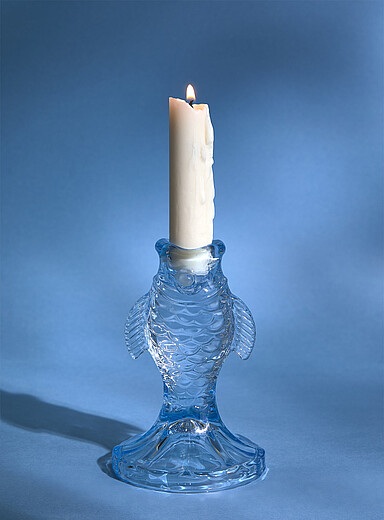 Le chandelier poisson verre bleu ciel
