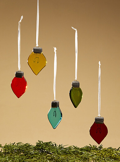 Les ornements en verre ampoules color&eacute;es Ensemble de 5 <b>Collection de No&euml;l</b>