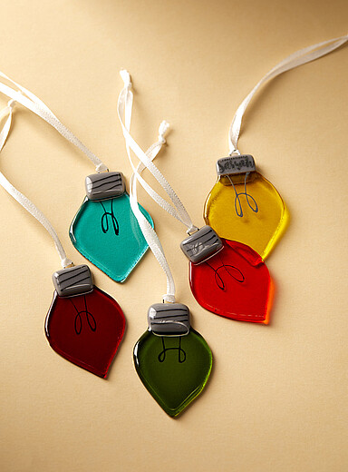Les ornements en verre ampoules color&eacute;es Ensemble de 5 <b>Collection de No&euml;l</b>