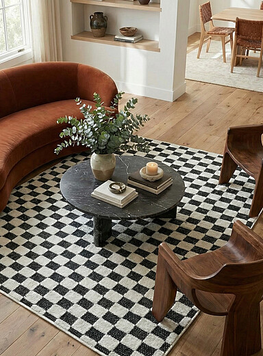 Simons Maison: Le tapis int&eacute;rieur et ext&eacute;rieur microdamier Voir nos formats offerts Blanc et noir