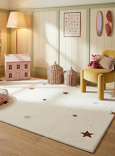 Simons Maison: Le tapis &eacute;toiles color&eacute;es Voir nos formats offerts Blanc &agrave; motifs