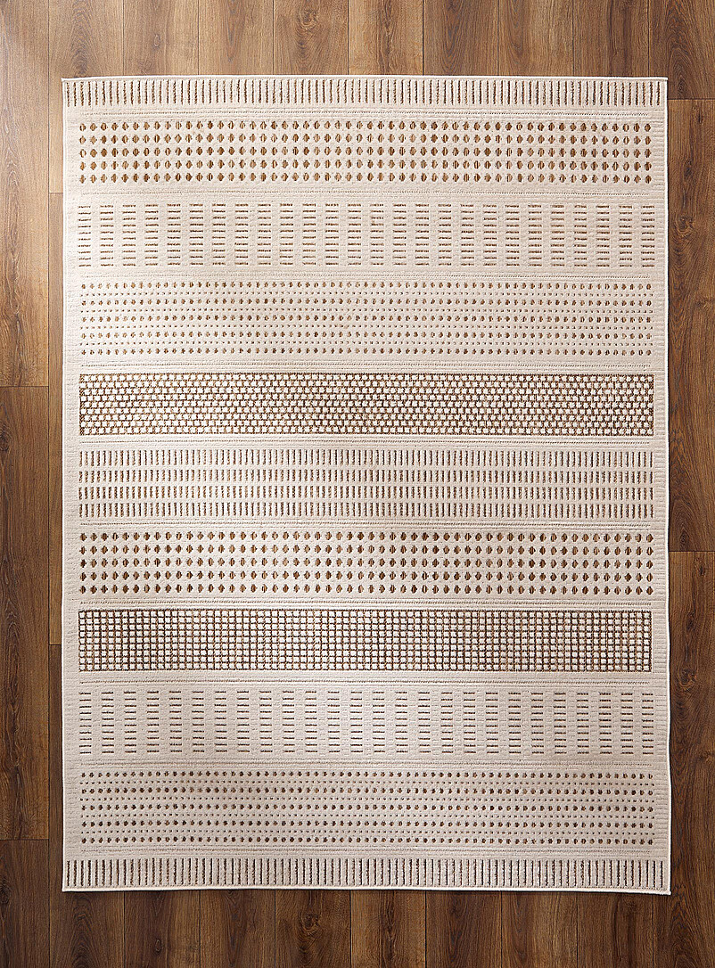 Simons Maison: Le tapis motifs g&eacute;om&eacute;triques en alternance Int&eacute;rieur et ext&eacute;rieur Voir nos formats offerts Ivoire - Beige cr&egrave;me