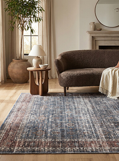 Simons Maison Patterned Blue Distressed medallions blue rug See available sizes