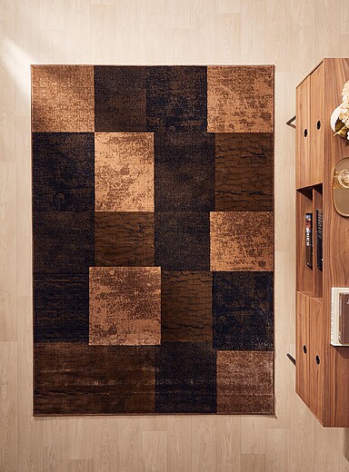 Simons Maison: Le tapis brun damier d&eacute;cal&eacute; Voir nos formats offerts Brun &agrave; motifs