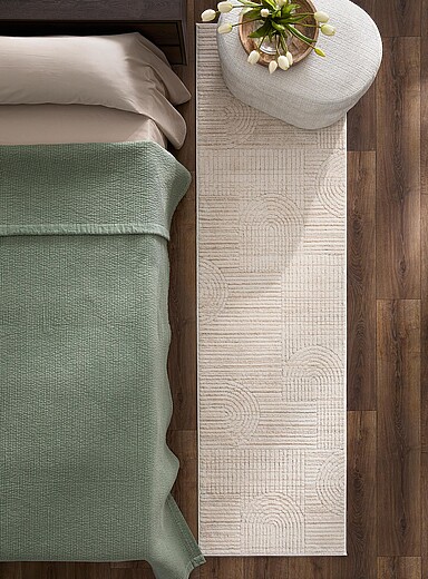 Simons Maison: Le tapis de couloir lignes g&eacute;om&eacute;triques modernes 69 x 244 cm Ivoire - Beige cr&egrave;me