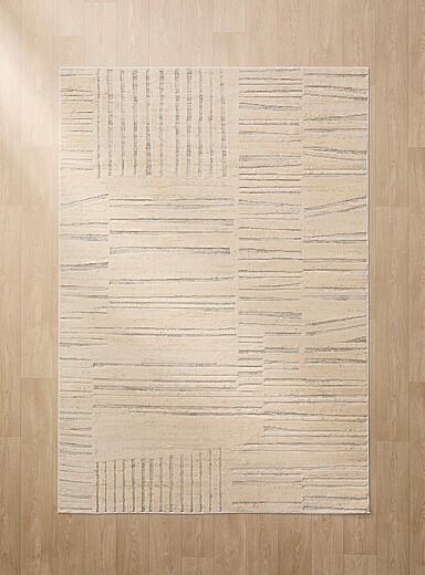 Simons Maison Ivory/Cream Beige Faded engraved stripes rug See available sizes